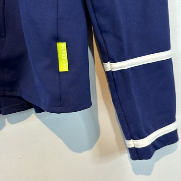 Pure lime navy blue/white piping fitness/tennis zip jacket with pleats size XS - Picture 5 of 8